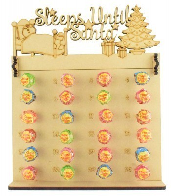 6mm Chupa Chups Lolly Pop Holder Advent Calendar with 'Sleeps Until Santa' Topper